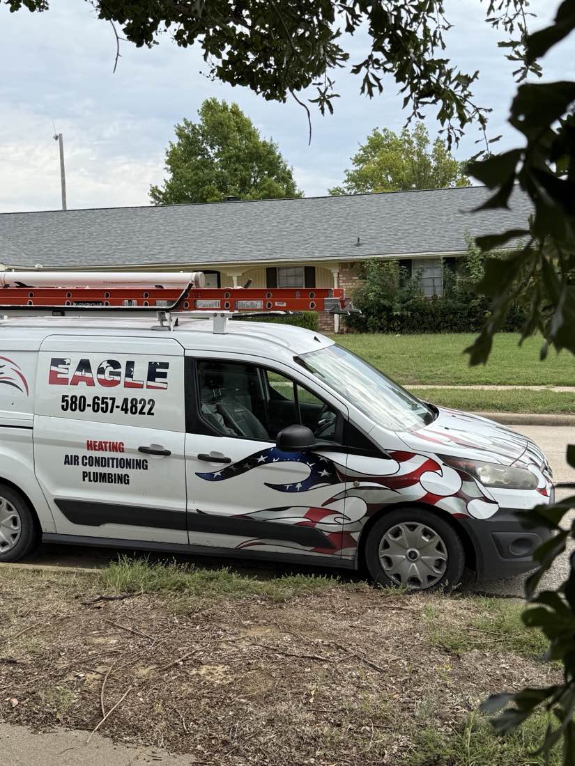 Eagle Heating, Air Conditioning and Plumbing branded service van in Ardmore